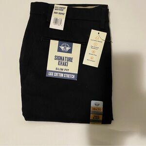 Men’s Black Signature Khaki Slim Fit Lux Cotton Stretch 38W X 30L